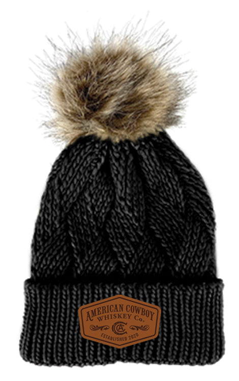 CABLE KNIT FAUX FUR POM BEANIE